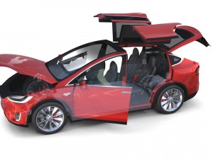 tesla model x red with interior and chassis Model 3D