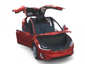 tesla model x red with interior and chassis Model 3D