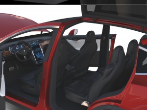 tesla model x red with interior and chassis Model 3D