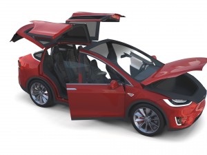 tesla model x red with interior and chassis Model 3D