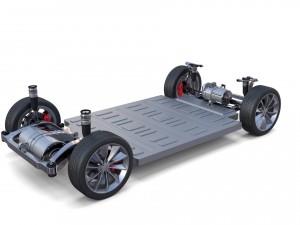 tesla model x red with interior and chassis Model 3D