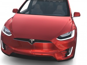 tesla model x red with interior and chassis Model 3D