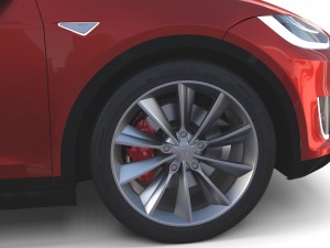 tesla model x red with interior and chassis Model 3D