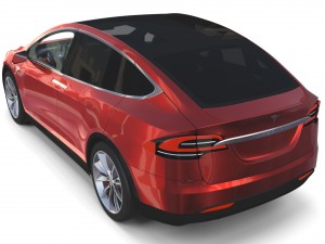 tesla model x red with interior and chassis Model 3D