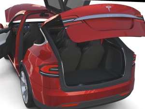 tesla model x red with interior and chassis Model 3D