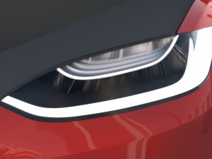 tesla model x red with interior and chassis Model 3D