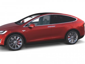 tesla model x red with interior and chassis Model 3D