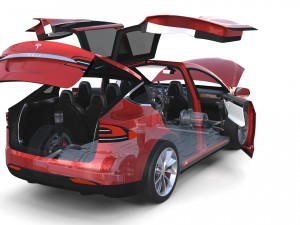 tesla model x red with interior and chassis Model 3D