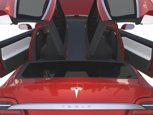 tesla model x red with interior and chassis Model 3D