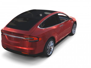 tesla model x red with interior and chassis Model 3D