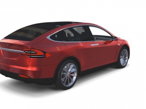 tesla model x red with interior and chassis Model 3D