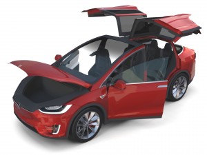 tesla model x red with interior and chassis Model 3D
