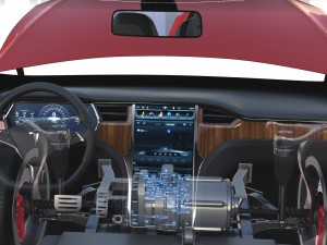 tesla model x red with interior and chassis Model 3D
