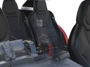 tesla model x red with interior and chassis Model 3D