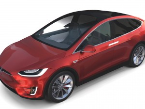 tesla model x red with interior and chassis Model 3D