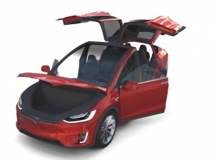 tesla model x red with interior and chassis Model 3D