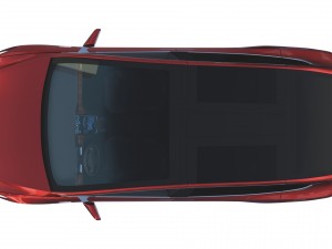 tesla model x red with interior and chassis Model 3D