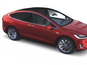 tesla model x red with interior and chassis Model 3D