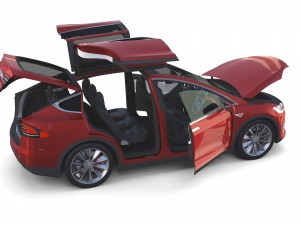 tesla model x red with interior and chassis Model 3D