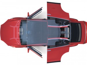 tesla model x red with interior and chassis Model 3D