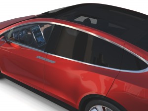tesla model x red with interior and chassis Model 3D