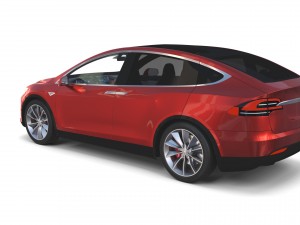 tesla model x red with interior and chassis Model 3D