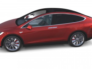 tesla model x red with interior and chassis Model 3D
