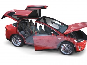 tesla model x red with interior and chassis Model 3D