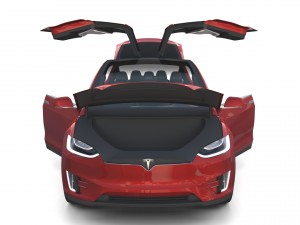 tesla model x red with interior and chassis Model 3D