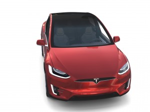 tesla model x red with interior and chassis Model 3D