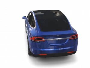 tesla model x blue with interior and chassis 3D Model