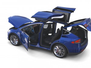 tesla model x blue with interior and chassis 3D Model