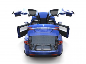 tesla model x blue with interior and chassis 3D Model