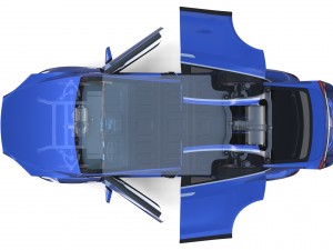 tesla model x blue with interior and chassis 3D Model