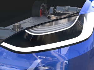 tesla model x blue with interior and chassis 3D Model