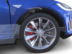 tesla model x blue with interior and chassis 3D Model