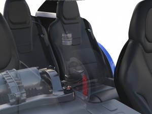 tesla model x blue with interior and chassis 3D Model