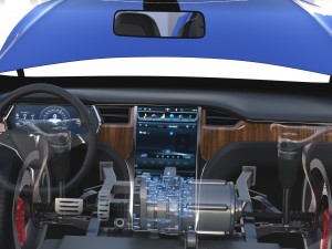 tesla model x blue with interior and chassis 3D Model
