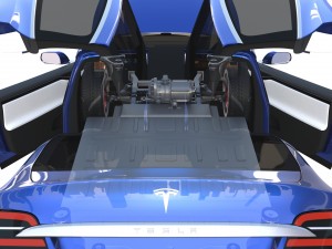 tesla model x blue with interior and chassis 3D Model