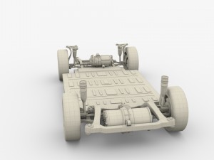 tesla model x silver with interior and chassis Model 3D