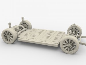 tesla model x silver with interior and chassis Model 3D