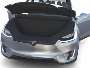 tesla model x silver with interior and chassis Model 3D