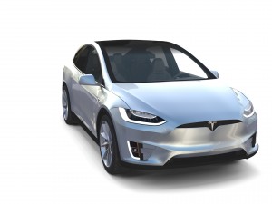 tesla model x silver with interior and chassis Model 3D