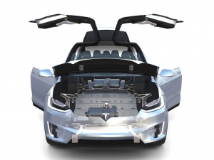 tesla model x silver with interior and chassis Model 3D