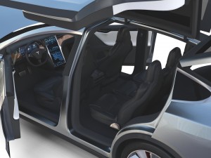 tesla model x silver with interior and chassis Model 3D