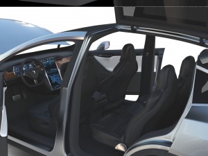tesla model x silver with interior and chassis Model 3D