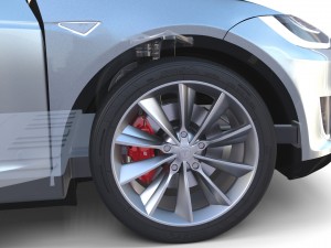 tesla model x silver with interior and chassis Model 3D