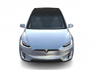 tesla model x silver with interior and chassis Model 3D