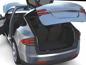 tesla model x silver with interior and chassis Model 3D