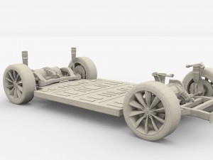 tesla model x silver with interior and chassis Model 3D